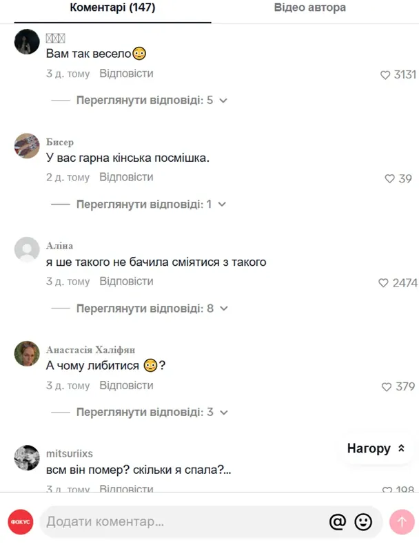 Коментарі під повідомленням Арбузової про візит на могилу Гіги / © скриншот