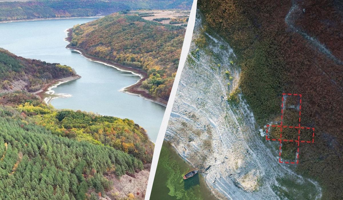 На Хмельниччині через обміління річок з-під води з'явилися залишки старовинної церкви